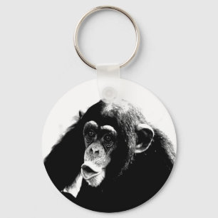Black White Chimpanzee Key Ring
