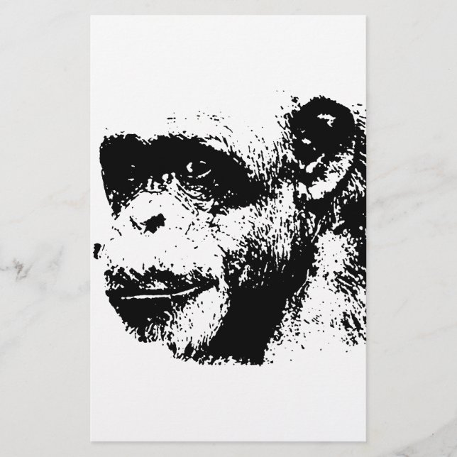 Black & White Chimpanzee Pop Art (Front)