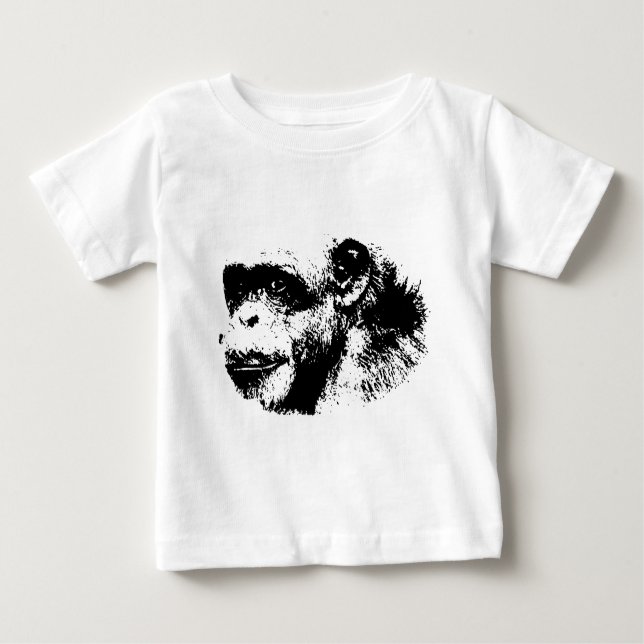 Black & White Chimpanzee Pop Art Baby T-Shirt (Front)