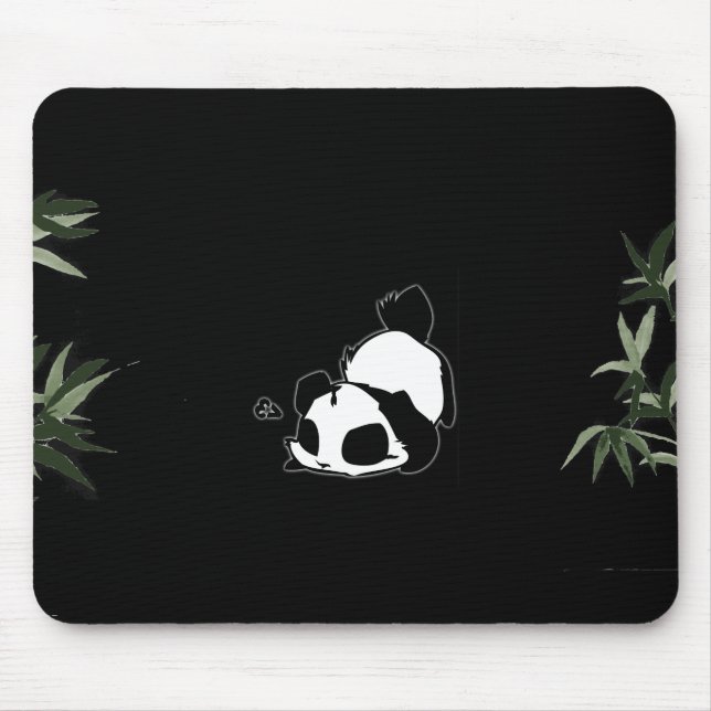 Black & White Chinese Panda - Black Mouse Pad (Front)