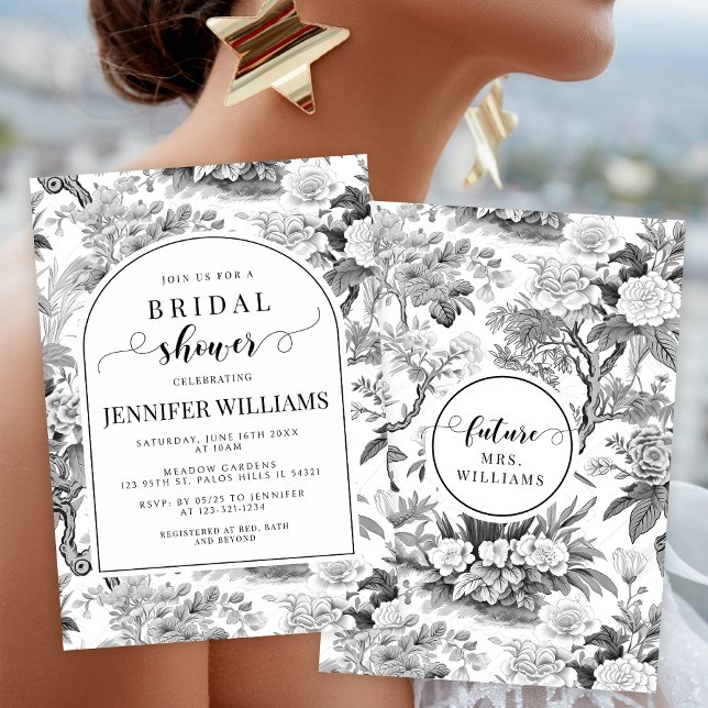 Black white Chinoiserie Bridal Shower Invitation (Creator Uploaded)