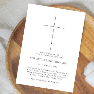 Black & White Christening Gender Neutral Baptism Invitation