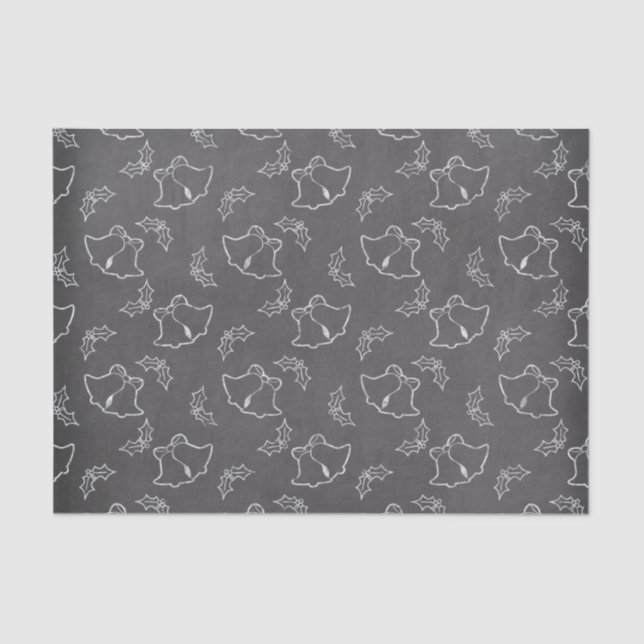 Black & White Christmas Bells Chalkboard Tissue Paper (Front)