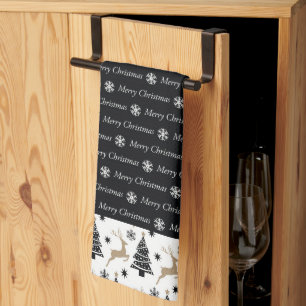 Black & White Christmas Cute Tea Towel