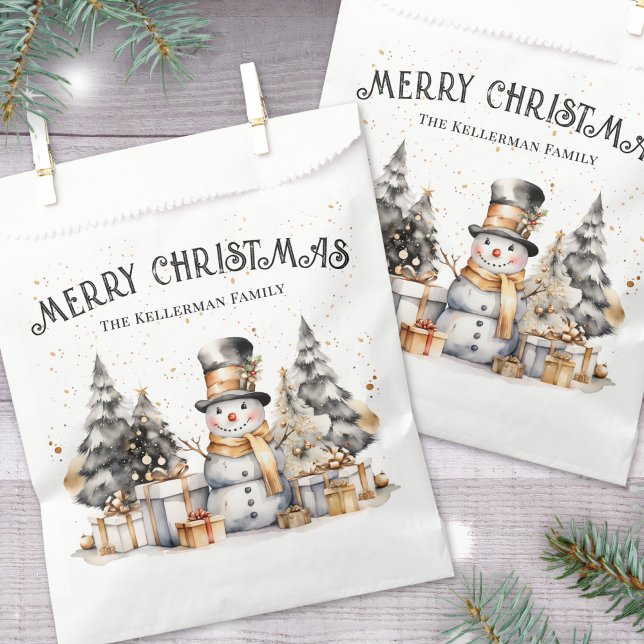 Black White Christmas Favour Bags (Black White Festive Winter Merry Christmas Favor Bag)