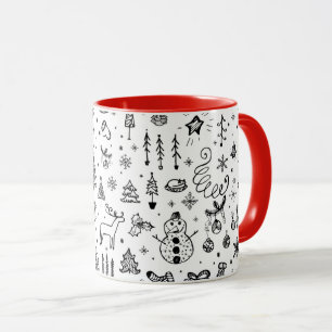 Black & White Christmas Icons Pattern – Cute  Mug