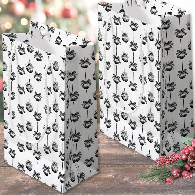 Black White Christmas Ornament Small Gift Bag (Black White Christmas Ornament Small Gift Bag)