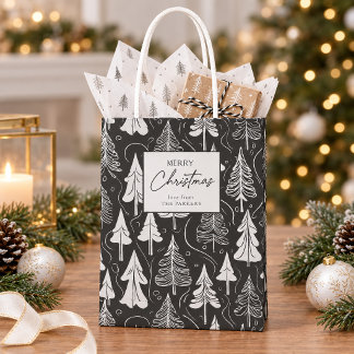 Black White Christmas Pattern#5 ID1009 Medium Gift Bag