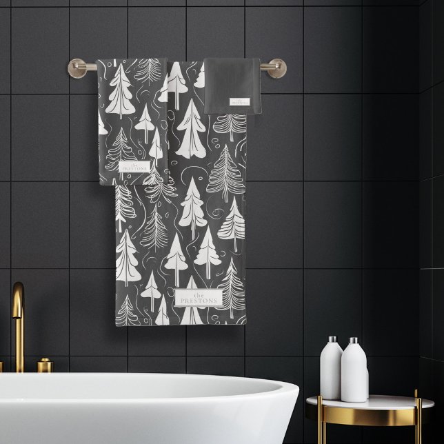 Black White Christmas Pattern#6 ID1009 Bath Towel Set (Creator Uploaded)