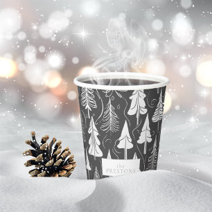 Black White Christmas Pattern#6 ID1009 Paper Cups