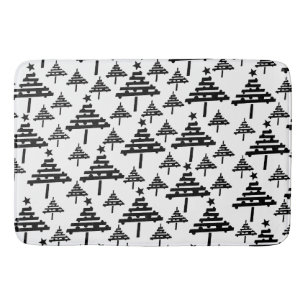 Black White Christmas Tree Abstract Pattern  Bath Mat