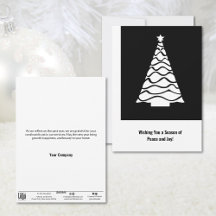 Black & White Christmas Tree Business Holiday Card