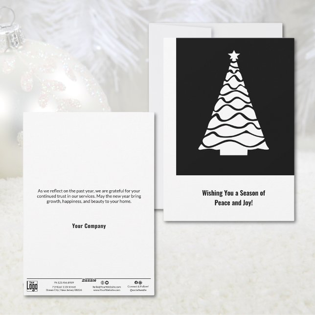 Black & White Christmas Tree Business Holiday Card (Black & White Christmas Tree Business Holiday Card)