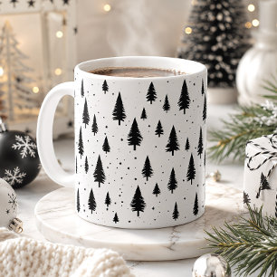 Black & White Christmas Trees Coffee Mug