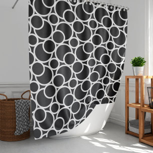 Black & White Circle Pattern  Shower Curtain