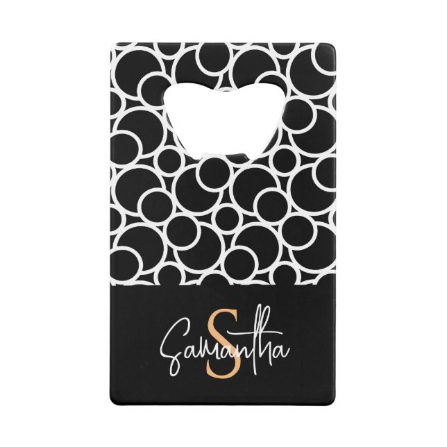 Black & White Circle Pattern with Monogram  (Front)