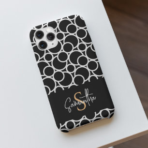 Black & White Circle Pattern with Monogram Case-Mate iPhone Case