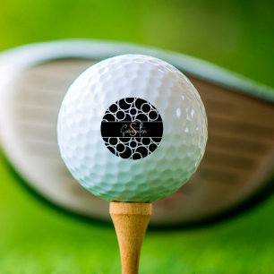 Black & White Circle Pattern with Monogram Golf Balls