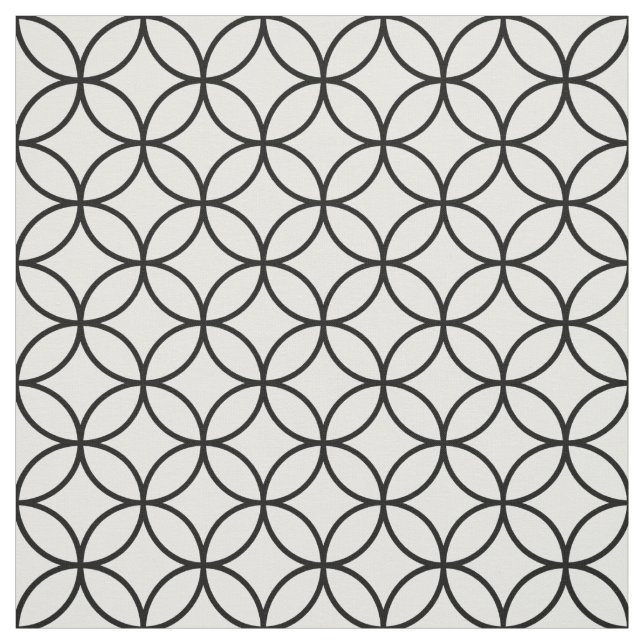 Black White Circles and Diamonds Pattern Fabric (Swatch)