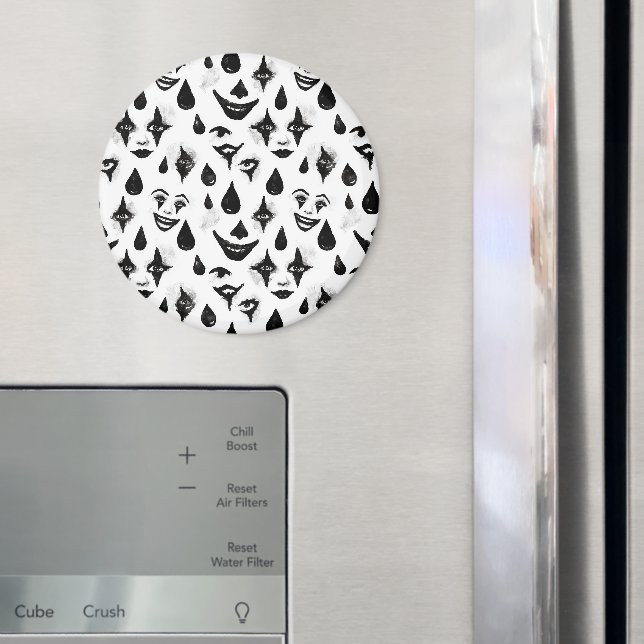 Black White Circus Clown Faces Halloween Fun Magnet (In Situ (Fridge))