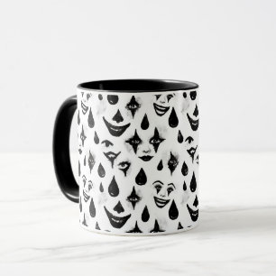 Black White Circus Clown Faces Mug