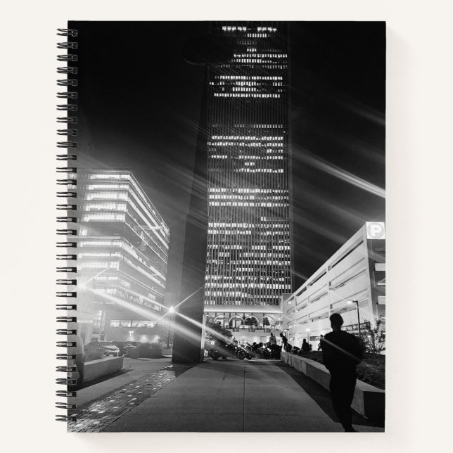 Black & White City Lights College-Ruled Notebook (Front)