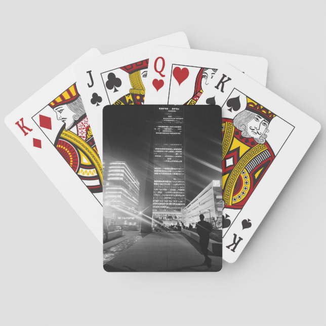 Black & White City Lights Playing Cards (Back)
