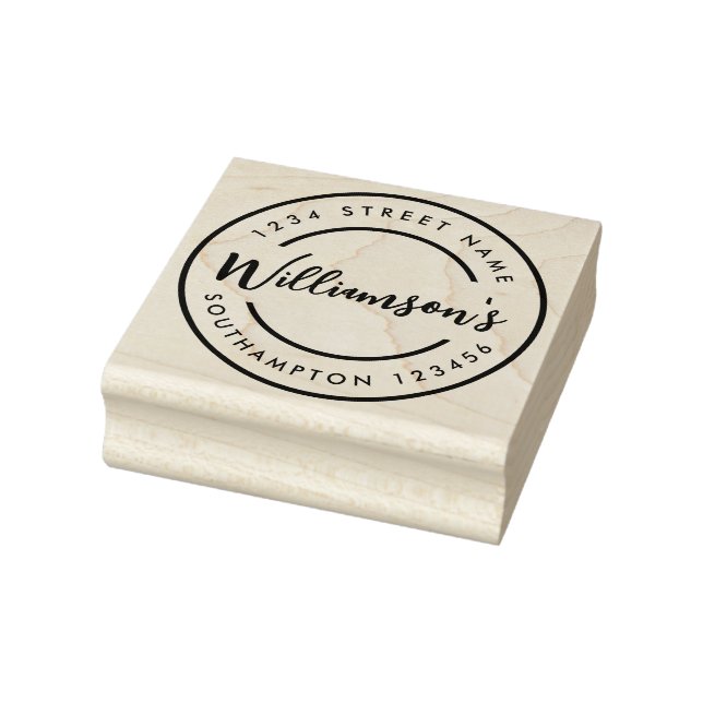 Black White City Town Location Address Stamp (Stamp)