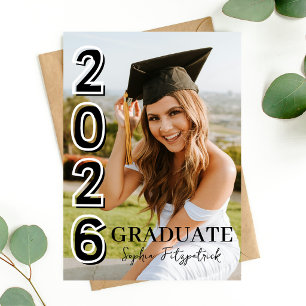 Black & White Class of 2026 Photo Graduation Invitation