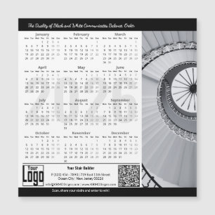 Black White Classic Appeal Magnetic 2026 Calendar