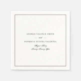 Black & White Classic Calligraphy Framed Wedding Napkin