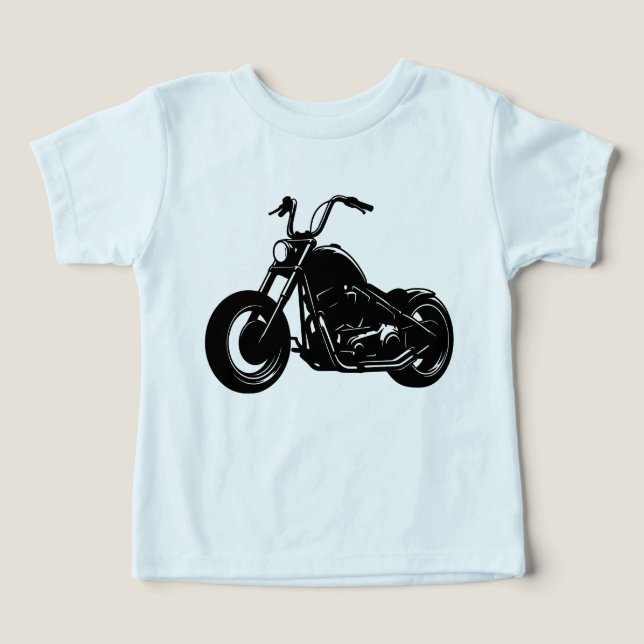 Black White Classic Cruiser Motorcycle Vector Art (Design Front)