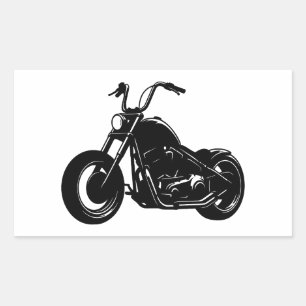 Black White Classic Cruiser Motorcycle Vector Art Rectangular Sticker