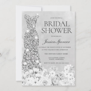 Black & White Classic Dress Vintage Bridal Shower  Invitation