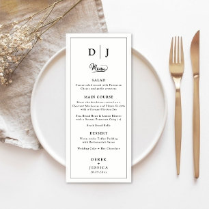 Black & White Classic Elegant Luxury Wedding Menu