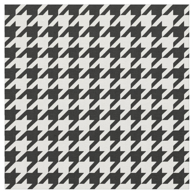Black White Classic Houndstooth Check Fabric (Close Up)