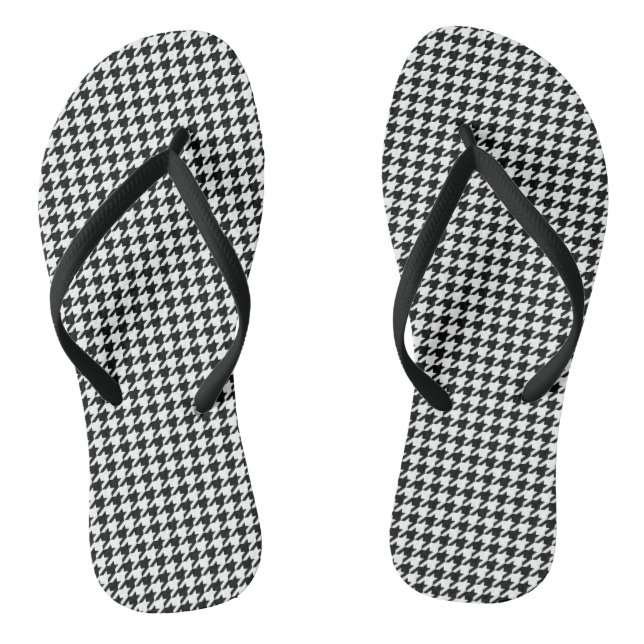 Black White Classic Houndstooth Check Jandals (Footbed)