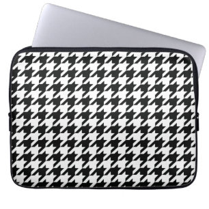 Black White Classic Houndstooth Check Laptop Sleeve