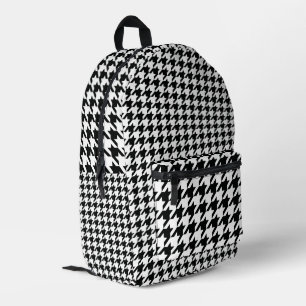 Black White Classic Houndstooth Check Printed Backpack