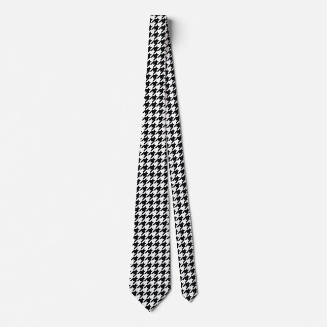 Black White Classic Houndstooth Check Tie (Front)