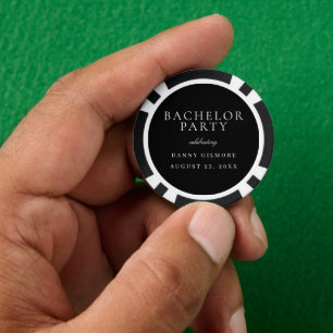Black & White Classic Mens Bachelor Party Poker Chips
