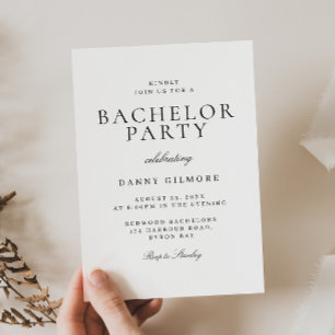Black & White Classic Modern Bachelor Party Invitation