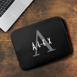 Black & White Classic Modern Custom Monogram Laptop Sleeve<br><div class="desc">Modern Custom Monogram</div>