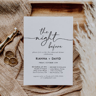 Black White Classic Night Before Rehearsal Dinner Invitation