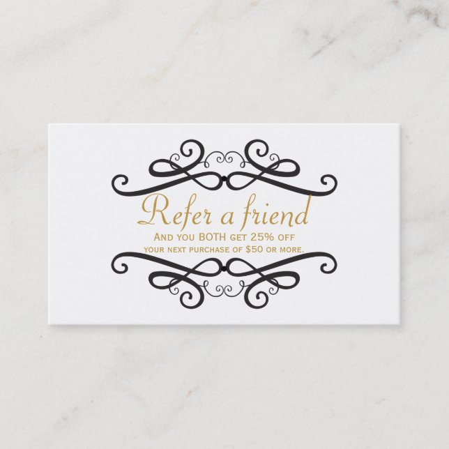Black & White Classic REFER A FRIEND Client Card (Front)
