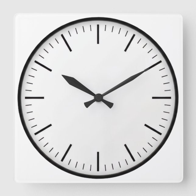 black white classic round wall clock without numbe (Front)