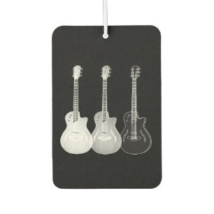 Black & White Classic Semi Acoustic Guitar Art Car Air Freshener