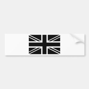 BLack & White Classic Union Jack British(UK) Flag Bumper Sticker