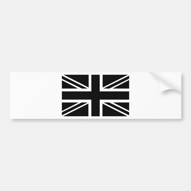 BLack & White Classic Union Jack British(UK) Flag Bumper Sticker (Front)