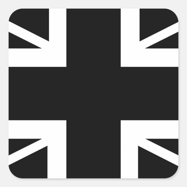 BLack & White Classic Union Jack British(UK) Flag Square Sticker (Front)